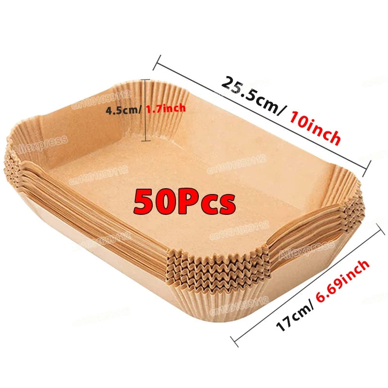 Eco-Friendly Air Fryer Liners - 50/100 Pack Disposable Non-Stick Baking Paper