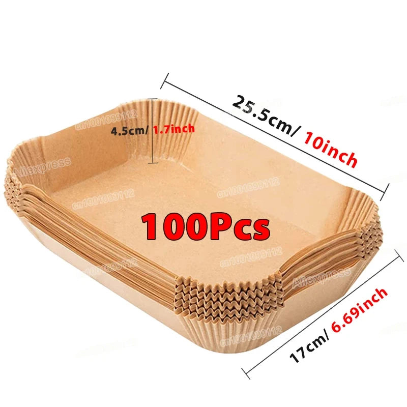 Eco-Friendly Air Fryer Liners - 50/100 Pack Disposable Non-Stick Baking Paper