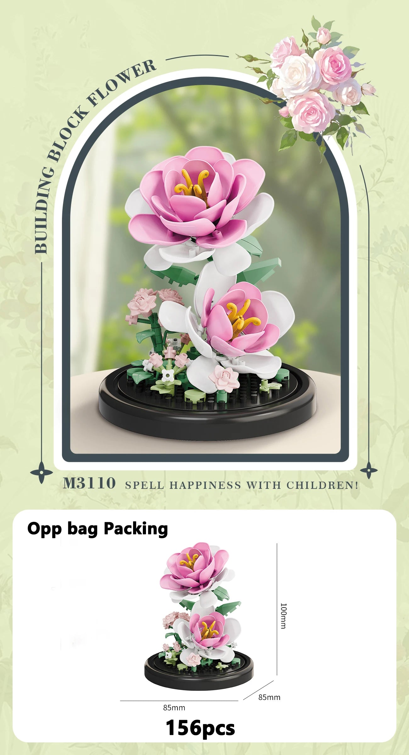 Eternal Flower Bouquet Bonsai Potted Plant Micro Building Blocks Model Home Decoration Puzzle Toys Kids Birthday Christmas Gifts