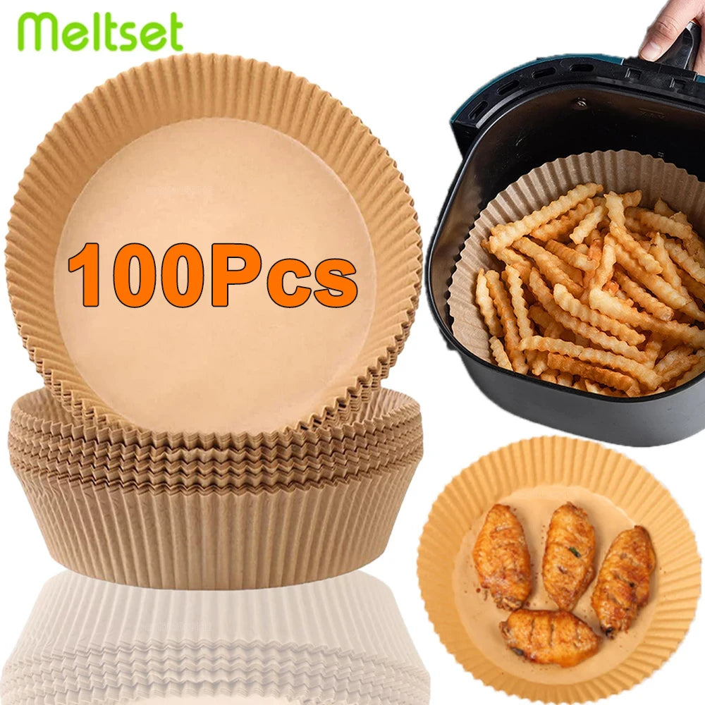 Eco-Friendly Air Fryer Liners - 50/100 Pack Disposable Non-Stick Baking Paper