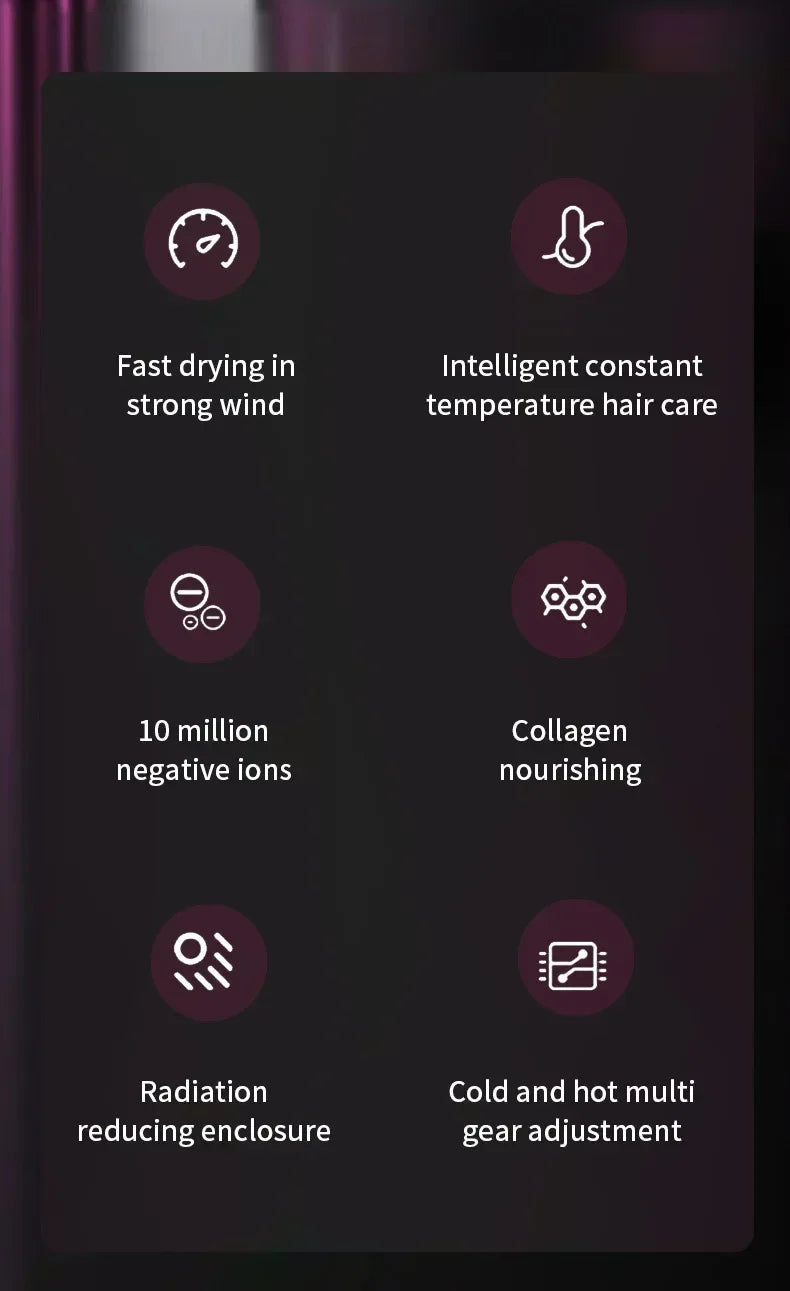 5 in 1 Professional Hair Dryer, with Hot and Cold Air Functionality - Lightweight and Thermostatic Styling Tool for Smooth Hair