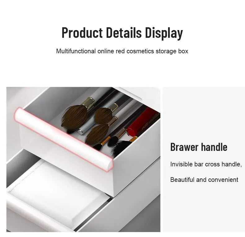 1pc White Drawer Makeup Storage Box Plastic Organizer for Cosmetics Skin Care Dressing Table Desktop Dormitory