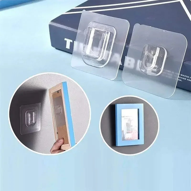50/2pcs Double-Sided Hooks Strong Adhesive Transparent Traceless Wall Hook for Kitchen Bedroom Storage Holder Plug Socket Hanger